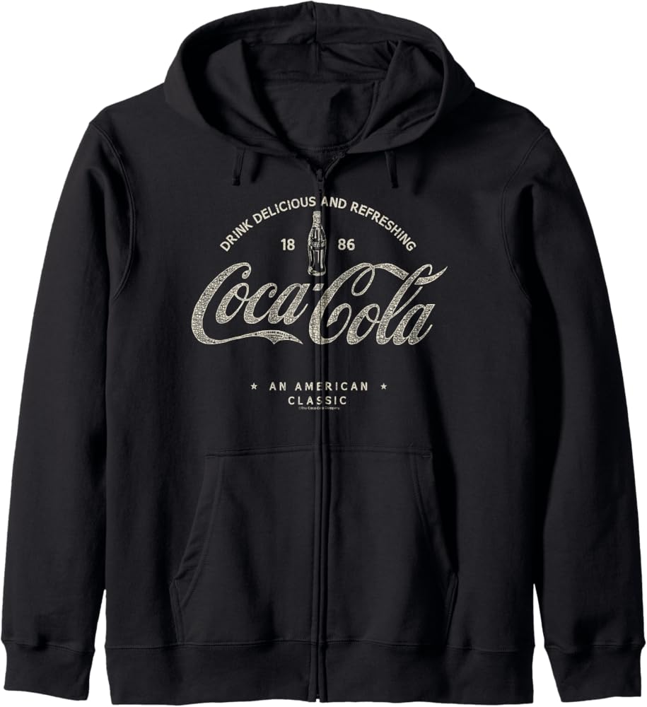 Amazon.com: Coca-Cola 1886 An American Classic Logo Zip Hoodie